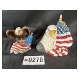 2 pc patriotic resin bald eagle figurines