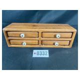 Vintage wooden spice chest with porcelain knobs