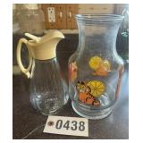 Clear glass syrup dispenser & Hayfield glass
