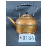 Copper tea kettle with bail handle and lid