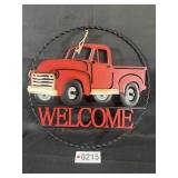 Metal Christmas truck welcome sign