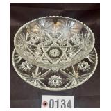 Lg pressed glass starburst serving bowl & platter