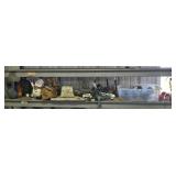 Contents of shelf - yard ornaments and outdoor