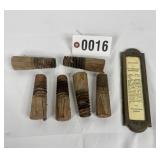Antique threaded wooden barrel bungs & brass