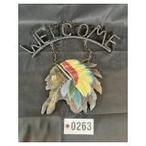 Wrought iron Native American welcome plaque
