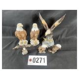 6 pc ceramic bald eagle figurines