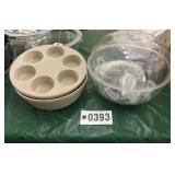 Plastic fruit ripener & muffin mixing bowl & pan