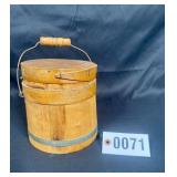 Vintage wooden firkin bucket w/ lid