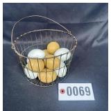 Wire handled egg basket w/ faux eggs
