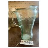 Coke embossed glass pitcher