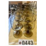 (12) Amber glass stemmed goblets