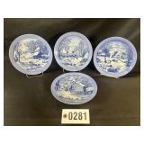 (4) Currier and Ives decorative plates - "The