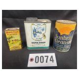 (3) Vintage advertising tins: Sunbrite Cleanser,