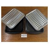 (2)Broiler pans w/ (2) slotted inserts