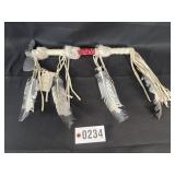Hand crafted tomahawk with rabbit buckskin, seed