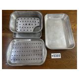 5 Pcs. various size SS pans, strainer inserts