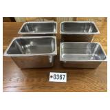 (4) 9.5 x 5.5 x 6D SS pan inserts, (1) is 4" deep