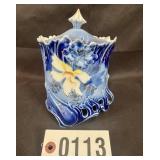 Antique Cobalt blue 6"  porcelain covered biscuit