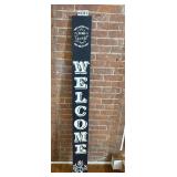 Double sided wood welcome board, 72"x7"