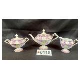 RS Prussia lavender floral tea set: 4.5 " teapot,