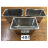 (3) 9" x 5.5" x 6"D Stainless Steel pan inserts