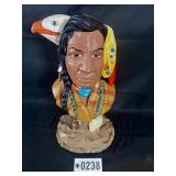 Concrete Native American bust statue with eagle