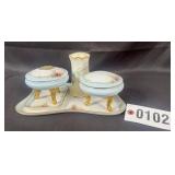 RS Prussia vanity dresser set, hair receiver has