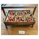 Wooden garden trug basket w/ handle & faux flats