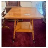 Vintage side table w/ shelf & casters 29" T x 24"