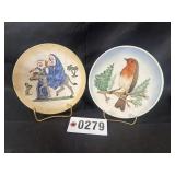 (2) W. Goebel porcelain plates, "Robin" plate and