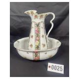 Antique Victorian ironstone wash basin & pitcher