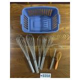 Tub of assorted S.S. whisks