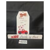 2 pc wall plaque and wood decor - Valentineï¿½s Day