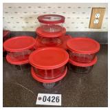 (9) Assorted sized Pyrex glass food storage