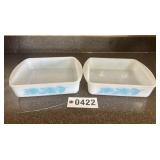 (2) Vintage milk glass baking dishes w/ pebble