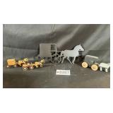 Wood Amish horse and buggy and wrought iron