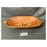 Handpainted Wooden dough bowl w/ handles 22" x