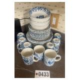 Tienshan blue sponge stoneware: (5) bowls;