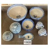 (8) pcs: Tienshan blue sponge stoneware set: S&P,