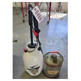 2 gal plastic pump sprayer and small gas can