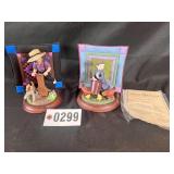 (2) Amish quilt scenes - poly resin on wood base,