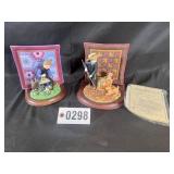(2) Amish quilt scenes - poly resin on wood base,