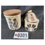(3) Robinson hand stenciled country crocks