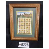 Framed American Indian Dances stamps, 11.5" x 14"