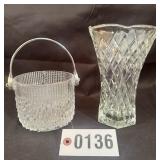 (2pc) pressed glass diamond crosshatch pattern