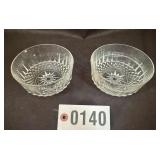 (2) pressed glass paneled bowls