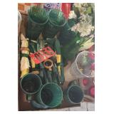 Green kitchen cutlery and cups