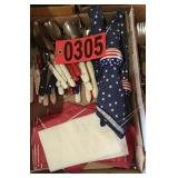 Patriotic flatware and cloth napkins