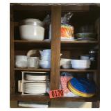 Cabinet of Corelle ware and more
