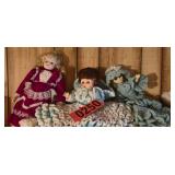 (3) Assorted porcelain dolls